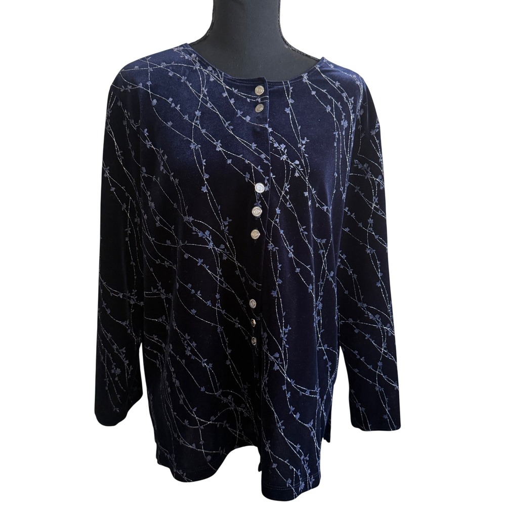 Impressions Womens Artsty Whimsigoth Velvet Burnout Cardigan Blouse Size XL